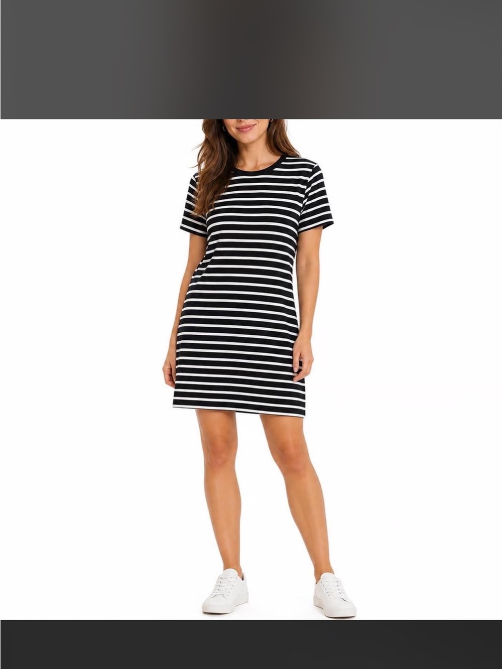Old Navy Black & White Striped Short Sleeve Mini Dress
